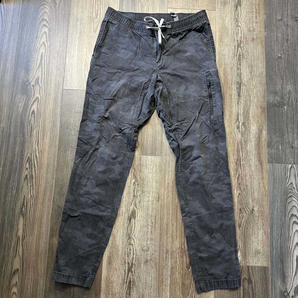 Vuori Mens Ripstop Climber Pants Large Black Gray Camo Slim Straight Zipper